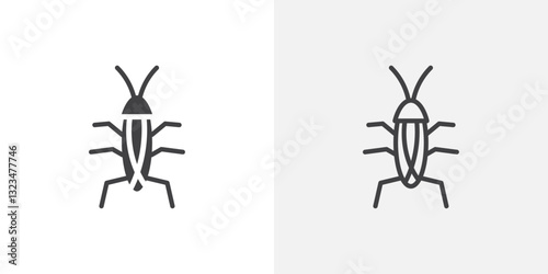 Cockroach icons in filled and outline versions for ui designs