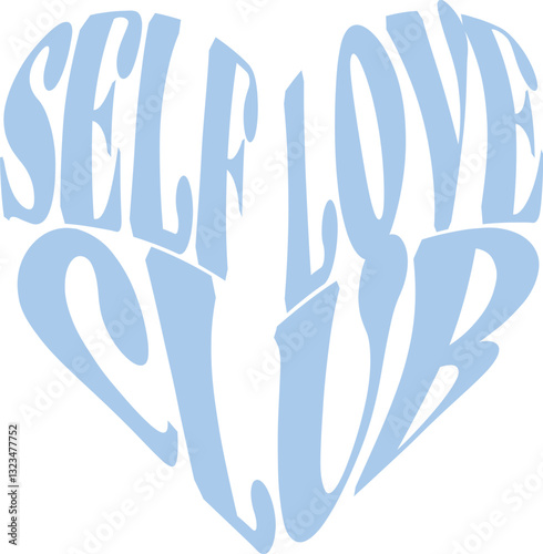 Self Love club bubble  warped heart Abstract warp hearts trending text Graphic Tee t-shirt logo slogan artwork typography tote badge emblem crest Fashion Apparel 