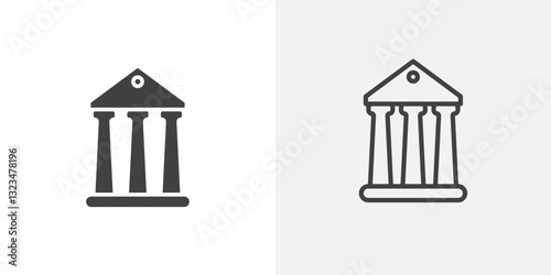 Courthouse icons in filled and outline versions for ui designs