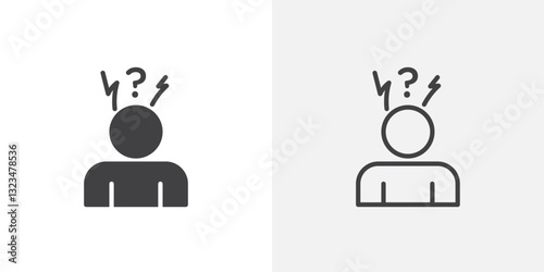 Depression icons in filled and outline versions for ui designs