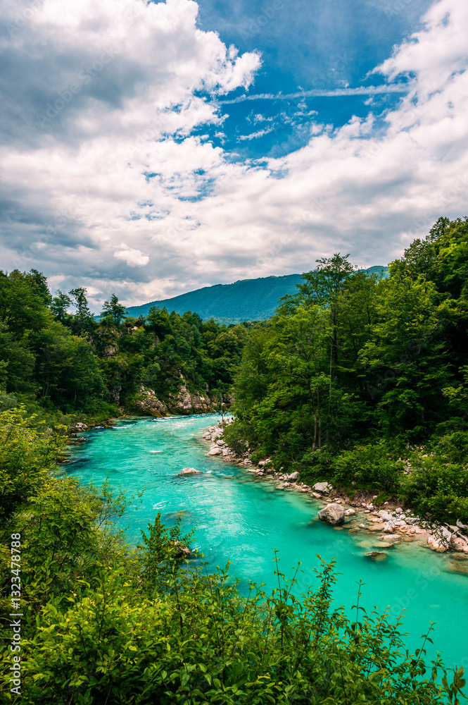 The Soča River in Kobarid. Immersion in nature. The Soča River in Kobarid. Immersion in nature.