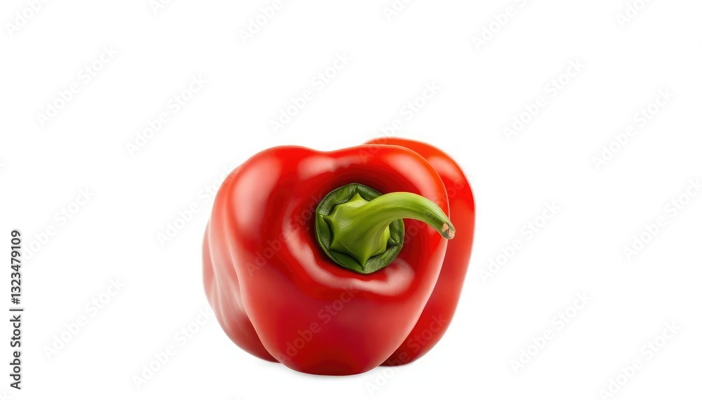 Single vibrant red bell pepper, flawlessly isolated, white background, bell pepper Single vibrant red bell pepper, flawlessly isolated, white background, bell pepper