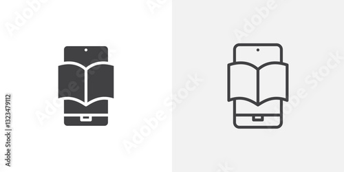 Ebook icons in filled and outline versions for ui designs