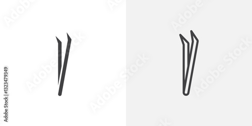 Eyebrow tweezers icons in filled and outline versions for ui designs