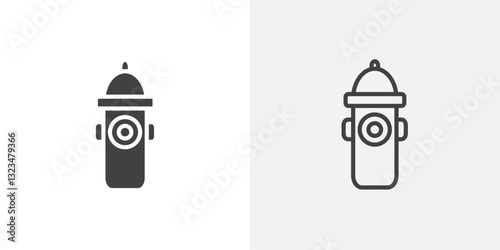 Fire hydrant icons in filled and outline versions for ui designs