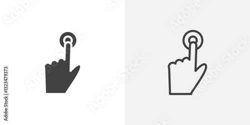 Finger control icons in filled and outline versions for ui designs