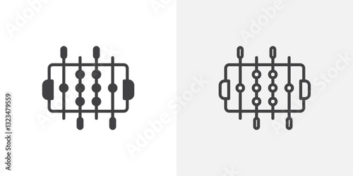 Foosball icons in filled and outline versions for ui designs
