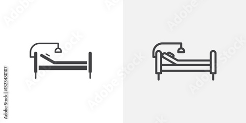 Hospital bed icons in filled and outline versions for ui designs