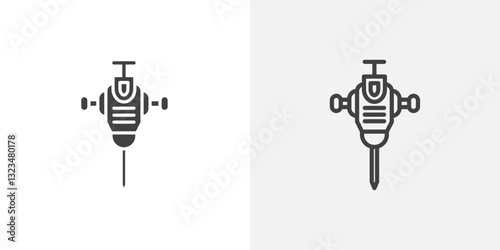Hydraulic breaker icons in filled and outline versions for ui designs