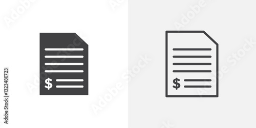 Invoice icons in filled and outline versions for ui designs