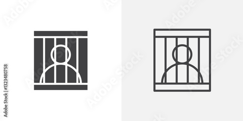 Jail icons in filled and outline versions for ui designs