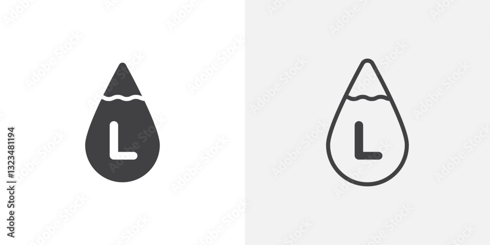 Liter icons in filled and outline versions for ui designs Liter icons in filled and outline versions for ui designs