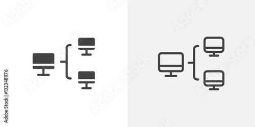 Local network icons in filled and outline versions for ui designs