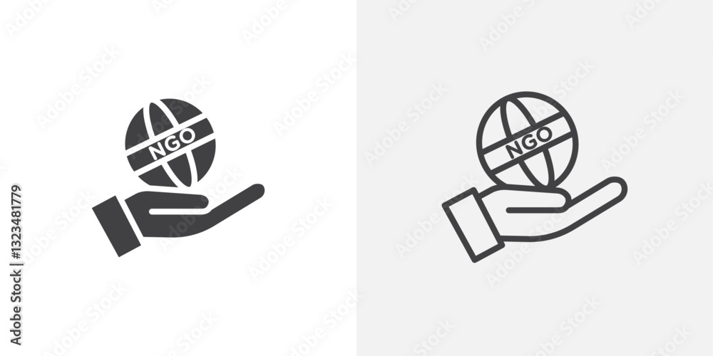 NGO icons in filled and outline versions for ui designs NGO icons in filled and outline versions for ui designs