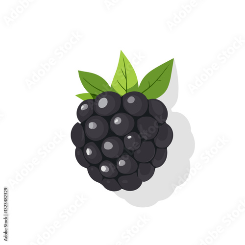 My Simple flat 2D icon blackberry with green leaf isolated on transparent background, vector, vector, flat design, animation design, simple flat 2D icon, clipart