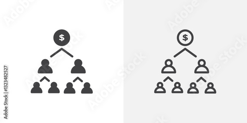 Ponzi scheme icons in filled and outline versions for ui designs