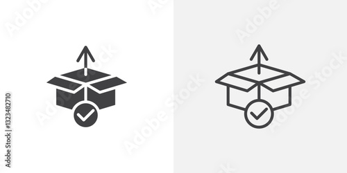 Product release icons in filled and outline versions for ui designs