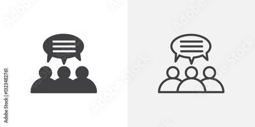 Public opinion icons in filled and outline versions for ui designs