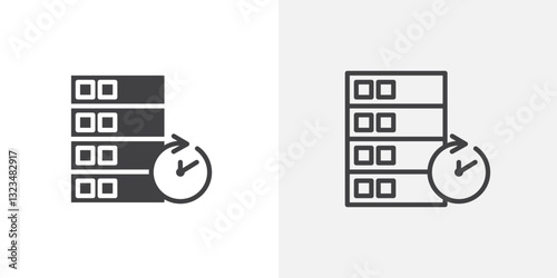 Real time data icons in filled and outline versions for ui designs