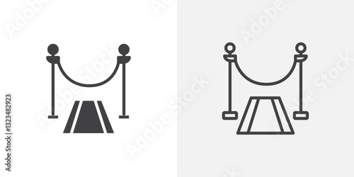 Red carpet icons in filled and outline versions for ui designs