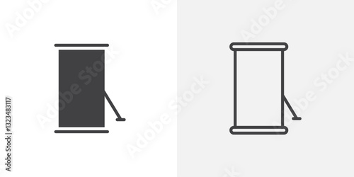 Roll up banners icons in filled and outline versions for ui designs