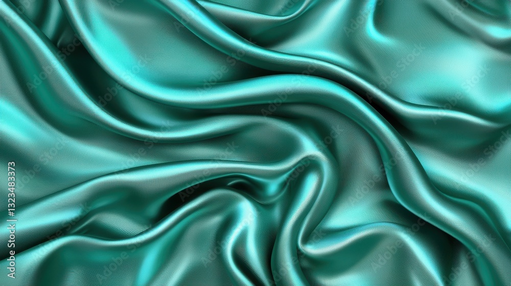 Obraz premium Smooth Teal Satin Fabric Texture for Elegant Background Designs