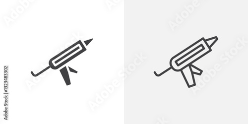 Sealants gun icons in filled and outline versions for ui designs