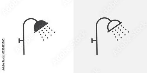 Shower Head icons in filled and outline versions for ui designs