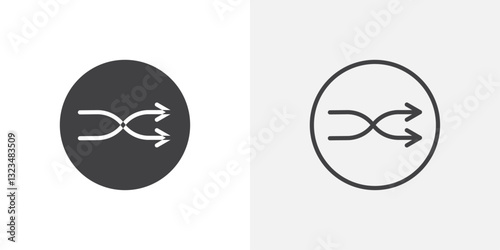 Shuffle icons in filled and outline versions for ui designs