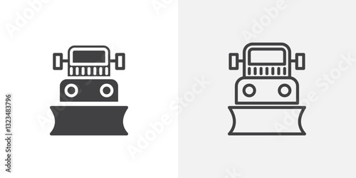 Snowplow icons in filled and outline versions for ui designs