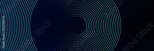 Blue abstract background with glowing circles. Swirl circular lines pattern. Geometric spiral. Twirl element. Modern graphic design. Futuristic technology concept.