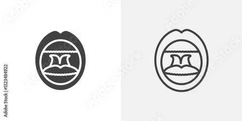 Tonsillitis icons in filled and outline versions for ui designs