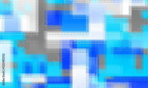 Pixilated abstract Energy background. Halftone effect. Vector image. Small particles with overlay moire effect