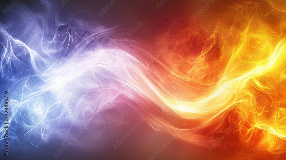 Ethereal Swirling Flames and Smoke in Vibrant Blue and Orange Ethereal Swirling Flames and Smoke in Vibrant Blue and Orange