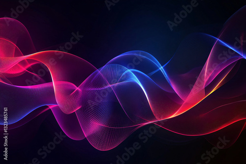Colorful waves of light creating a captivating display of neon colors in a futuristic dark environment