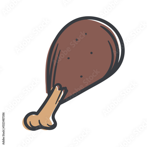 Chicken leg. Meat. Simple Vector Hand Drawn Illustration for Sticker, Print, Icon