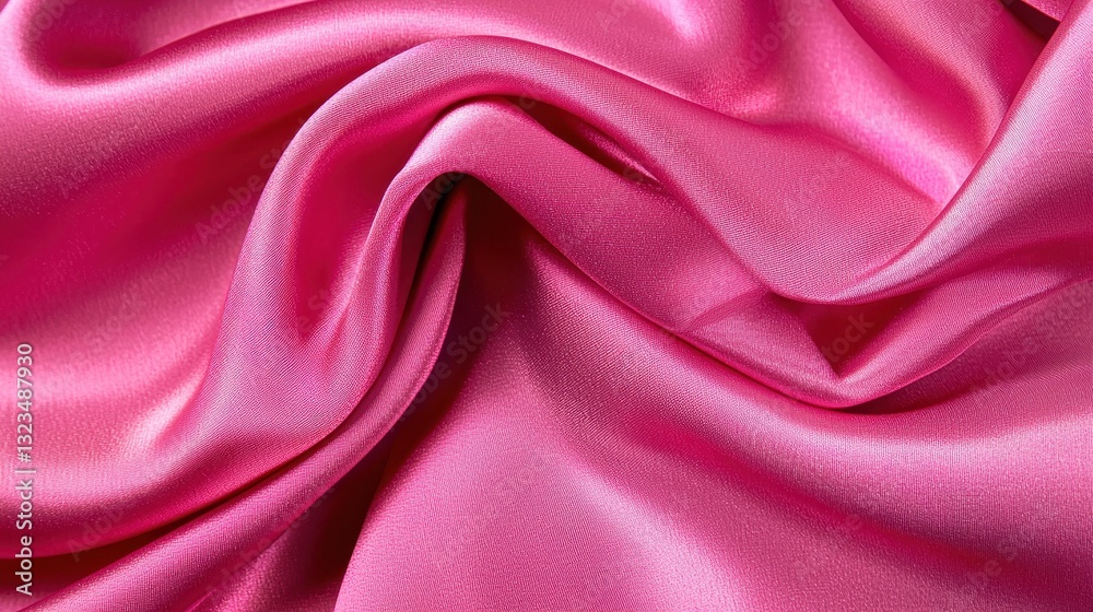 Fototapeta premium Smooth Pink Satin Fabric with Draped Textures and Highlights