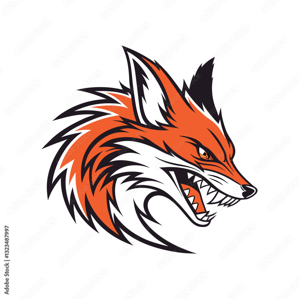 Obraz premium A fierce stylized fox head logo design