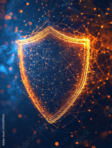 Shield with a glowing background symbolizing protection and strength set against a dark environmen