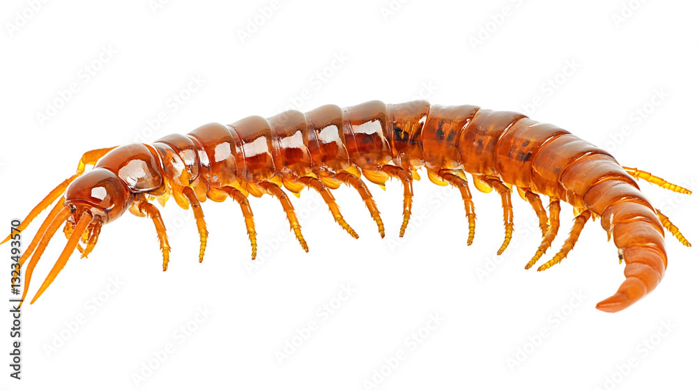 Obraz premium Insect Illustration: Side View of a Centipede PNG