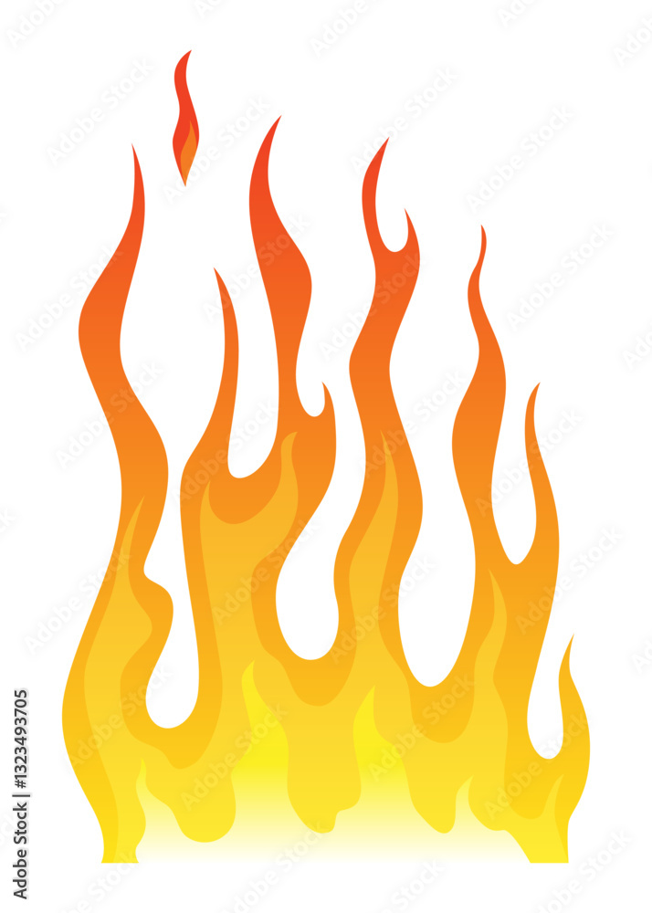 Fire flame icon. Cartoon heat wildfire or bonfire, burn power fiery. Power light energy silhouette. Campfire element in flat style. Isolated vector illustration Fire flame icon. Cartoon heat wildfire or bonfire, burn power fiery. Power light energy silhouette. Campfire element in flat style. Isolated vector illustration