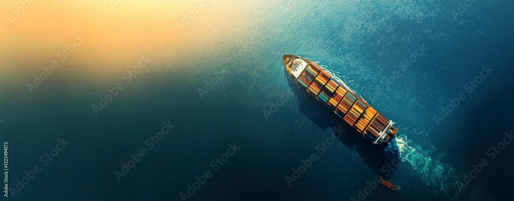 Cargo Ship Sailing on the Ocean Aerial View Logistics and Transportation Cargo Ship Sailing on the Ocean Aerial View Logistics and Transportation