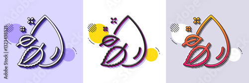 Water drop line icon. Halftone dotted pattern. Gradient icon with grain shadow. Moisture sign. Line water drop icon. Various designs. Vector