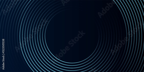 Blue abstract background with glowing circles. Swirl circular lines pattern. Geometric spiral. Twirl element. Modern graphic design. Futuristic technology concept.