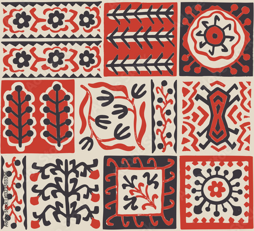 Seamless geometric pattern. Ornament in folk style. Ethnic and tribal motifs. Print for children's textiles, decor. Vector illustration.