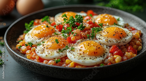 Eggs with Corn and Tomato photo