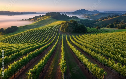 Wallpaper Mural Serene Vineyard Sunrise: A Breathtaking Landscape at Dawn Torontodigital.ca