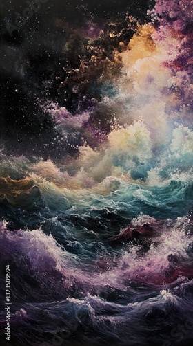 Cosmic Ocean: A mesmerizing abstract seascape painting