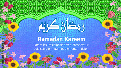 Ramadan Kareem greetng card canva template vector