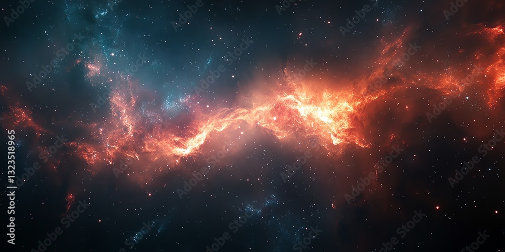 Cosmic Nebula: Fiery Embrace of Celestial Clouds Cosmic Nebula: Fiery Embrace of Celestial Clouds